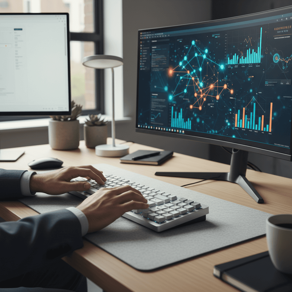 Professional working with AI automation technology